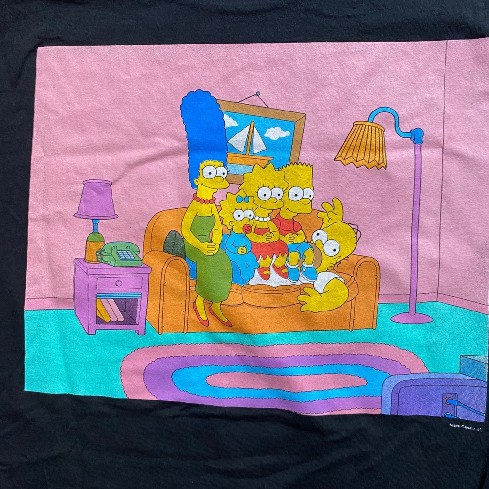 The Simpsons Family Couch Gag Graphic T-Shirt Black Mens Small 100% Cotton Tee